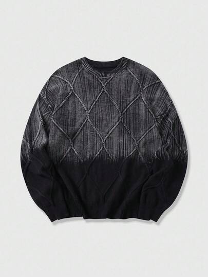 Street Life Pull col rond décontracté à dégradé, style grunge pour homme, pour l'automne et l'hiver