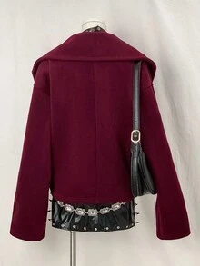 EgrlEra Women's Burgundy Loose Fit Short Jacket - Burgundy - View 2