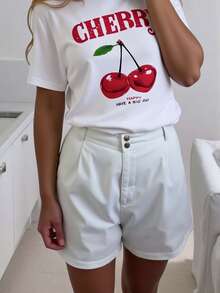 SHEIN 少女Y2K風格休閒多樣化夏季櫻桃短袖T恤