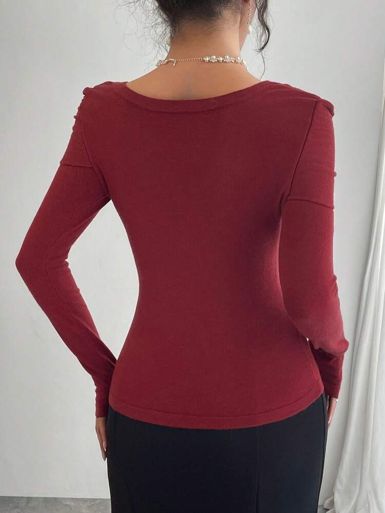 Women's Elegant Solid Color Asymmetric Sweater, Autumn,New Year