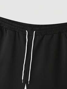 Manfinity LEGND 2pcs/Set Plus Size Men Letter Print Round Neck Short Sleeve Casual T-Shirt And Drawstring Waist Shorts Suit - Multicolor - View 6