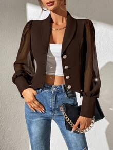 EMERY ROSE Blazer de malla y parches de moda para el transporte