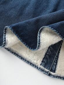 GlowEve 女士休闲时尚街头风翻盖口袋牛仔夹克，春秋季 - 中等水洗藍 - 查看 5