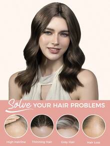 ZERO-NET 14英寸女士蓋頭,真人髮片,適用於頭髮稀疏的女性,波浪髮型