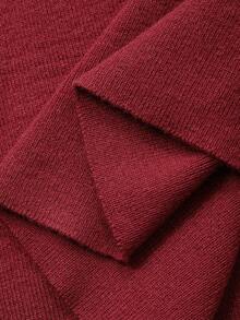 DAZY French Off Shoulder High-Quality Fitted Long Sleeve Knit Dress With Bow Decor, Autumn/Winter Sweater Dress - Burgundy - View 9