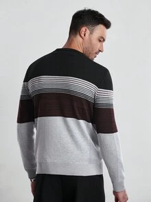 Manfinity CityGents Suéter de cuello redondo de manga larga con bloques de color para hombre, jersey de punto, otoño/invierno - Gris Claro - Ver 6