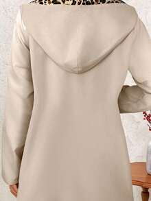 SHEIN Clasi Plus Size Casual Reversible Zip-Up Hooded Jacket, Suitable For Everyday Wear In Autumn/Winter - Khaki - View 7