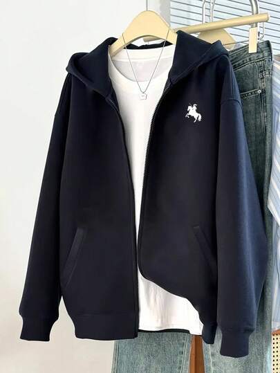 Sparklyn Áo hoodie có khóa kéo cho bé gái tuổi teen, Áo nỉ dài tay in họa tiết hiệp sĩ thoải mái, Thường ngày ngoài trời, Thể thao, Thu/Đông