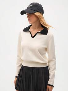 Eassivo Eassivo 常规版型撞色边时尚长袖运动 Polo 衫