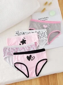 5件装 女童可爱图案舒适棉质内裤 - 彩色 - 查看 6