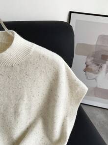 Firerie Áo len cổ tròn tay lửng dáng rộng màu mơ phong cách cổ điển INS cỡ lớn thanh lịch cho mùa thu/đông - Màu be - Xem 4