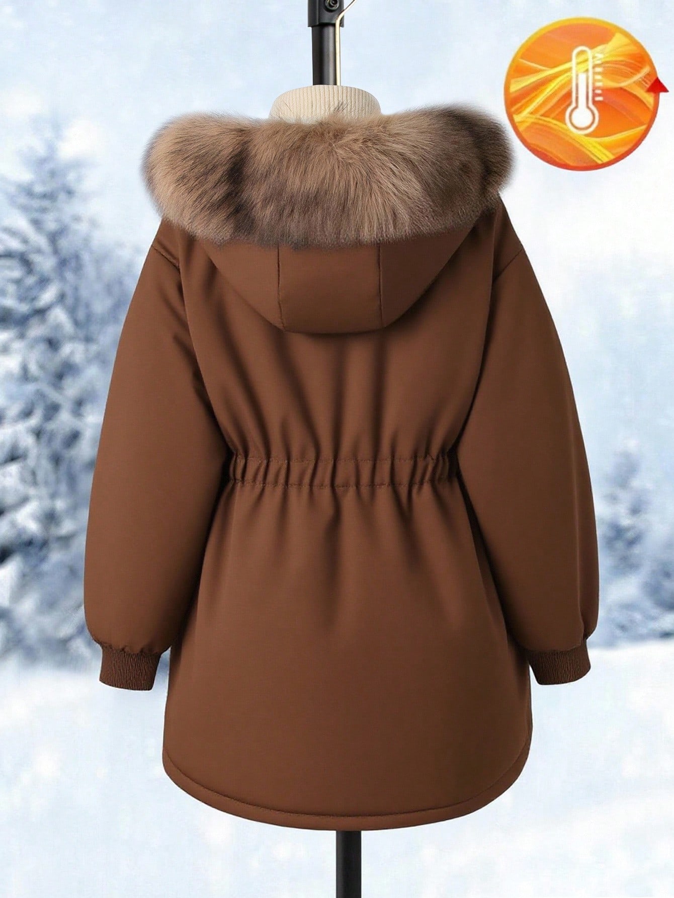 SHEIN معطف قطن متوسط الطول للفتيات للخريف/الشتاء،...