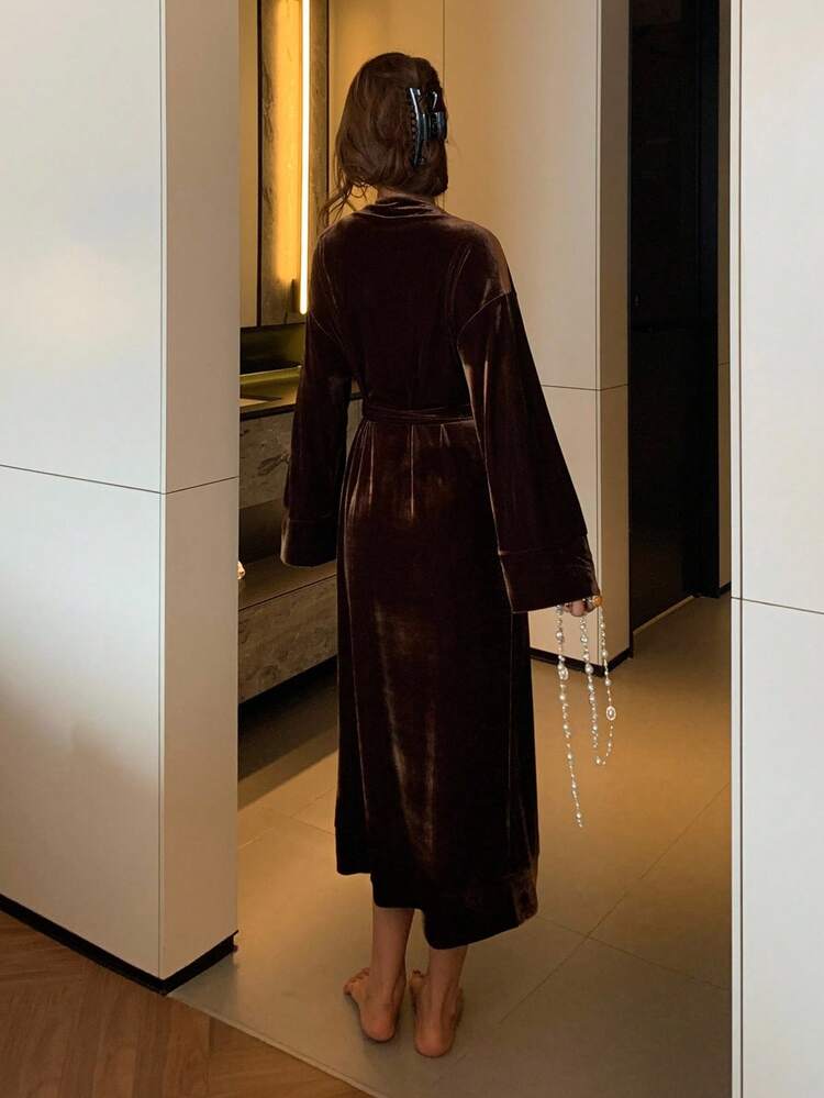 Glamorous Velvet Long Robe For Women Pajama, Winter