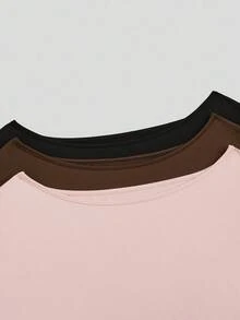 Sweetra 大码圆领长袖修身短款喇叭袖多色修身秋冬上衣 T 恤 - 彩色 - 查看 8