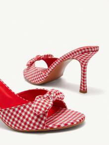 CUCCOO CHICEST 女士棕色 PU 皮革圆头高跟穆勒凉鞋