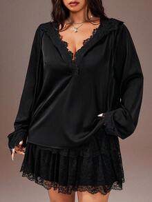 Rustia Plus Size Long Sleeve Hooded Fashionable Versatile Elegant Office Shirt