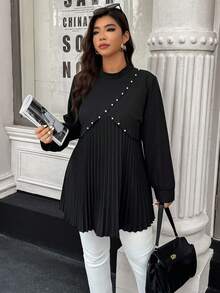 Easura Camisa con espalda fruncida y cuentas para tallas grandes