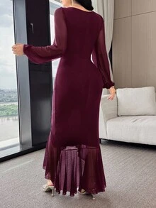 Feyla فستان أنيق بلون أحادي بتصميم ذيل السمكة للحفلات للنساء