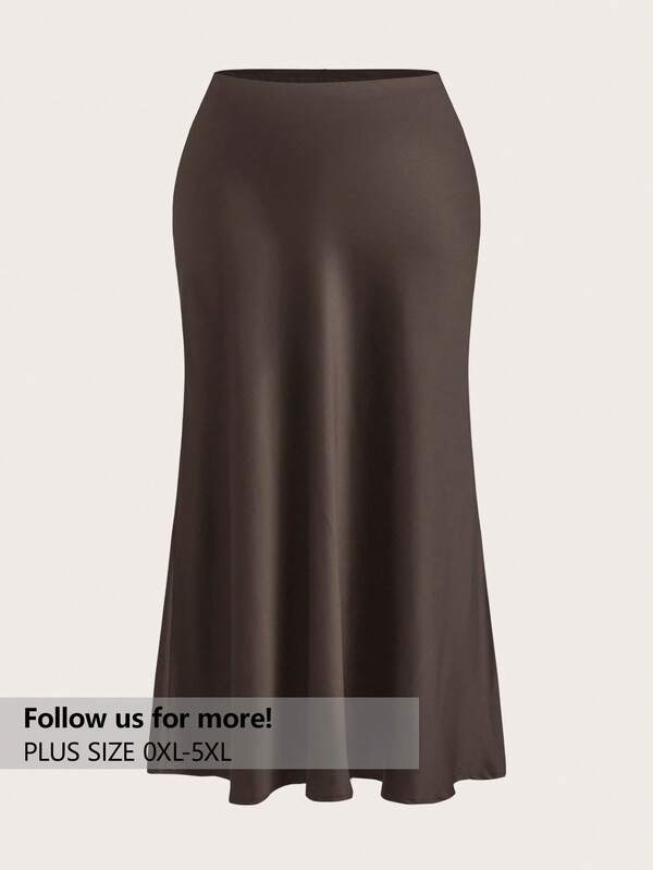 Firerie Plus Size Elegant Black Maxi Skirt, Suitable For Casual Outings, Afternoon Tea, Gatherings, Dates, Fall,Fall Clothes For Women