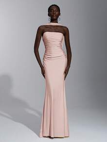 Elitara 优雅、浪漫、性感、简约、针织、有弹性、露肩、露背、紧身、时尚、网红风格、适合节日、度假、生日派对、婚礼、伴娘礼服 - 粉色 - 查看 6