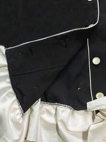 GlowEve CURVE Plus Size Solid Color Patchwork Ribbon Ruffle Hem Elegant Party Regular Jacket For Women - Multicolor - View 6