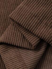 DAZY 女式宽松纯色灯芯绒工装裤，带口袋，秋冬休闲街头风格裤子 - 棕色 - 查看 7