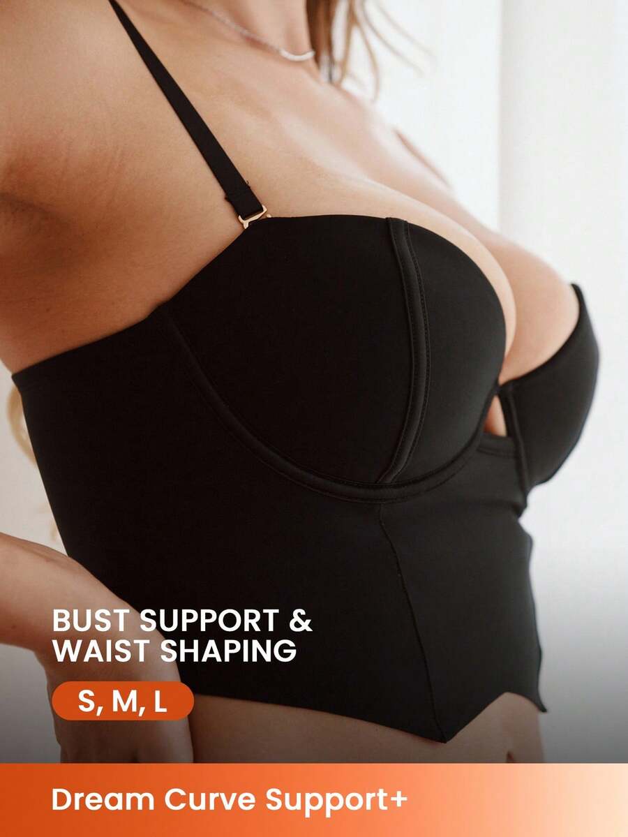 LUVLETTE Women Shapewear Tube Tops Lingerie As Outerwear Basic  Push Up Longline  Corset Bar - Black - View 1