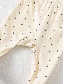Cozy Pixies 3件套新生儿女童心形豹纹针织柔软松紧腰裤套装 - 彩色 - 查看 7