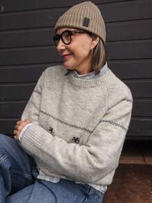 Livesso Women's Loose Fit Multicolor Floral Embroidered Sweater