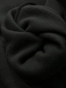 DAZY 男士纯黑色保暖连帽衫套装，秋冬季保暖款 - 黑色 - 查看 3