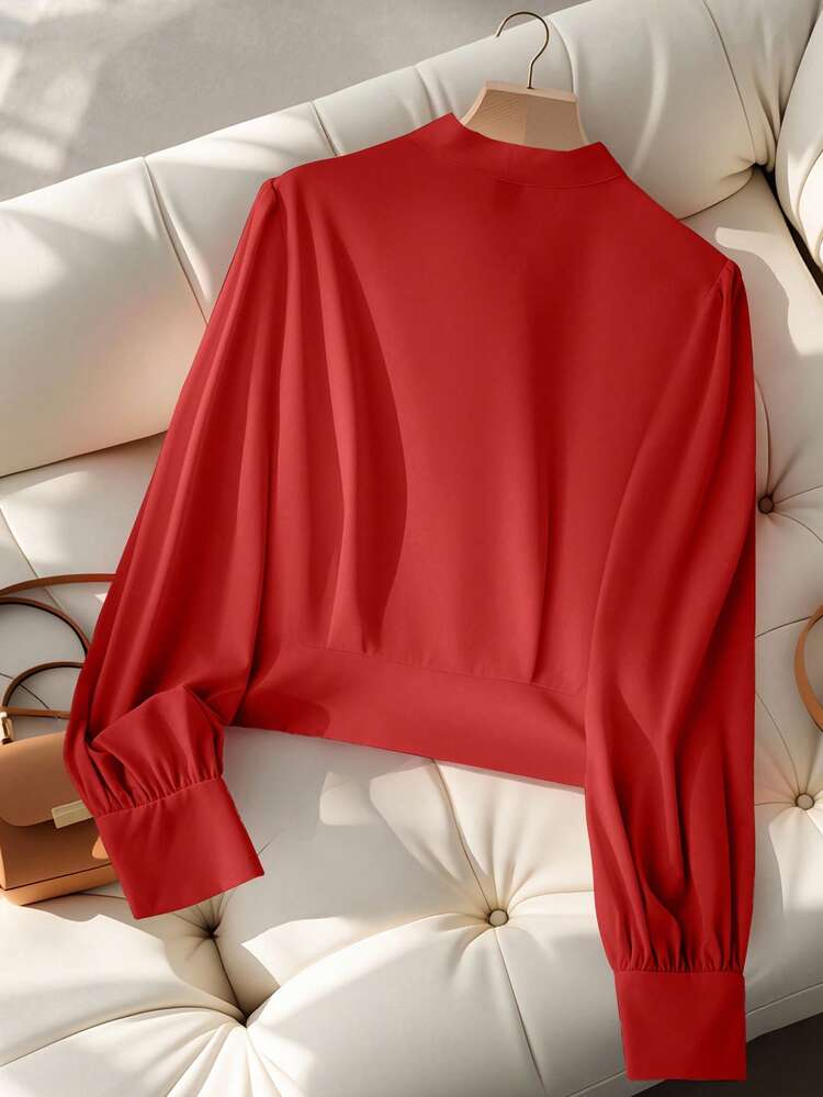 GlowEve 여성스럽고 세련된 가을 셔츠 - 레드 - 보기 2