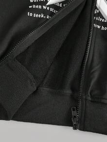 Girlism Teen Girls' Stylish Star Pattern Silver & Black Hoodie, Round Neck Tank Top And Cargo Pants Sports Suit - Black and White - View 18