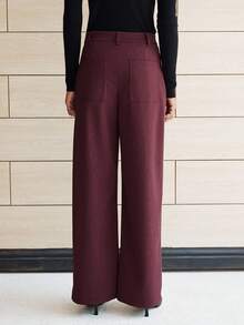 Lumivelle Women's Matte Leather Straight Leg Pants, Suitable For Commuting - Redwood - View 2