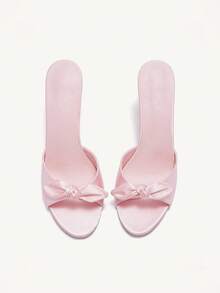 CUCCOO CHICEST Brown PU Leather Women's Pointed Toe High Heel Mule Sandals Spring Shoes Spring Break Easter Prom Heels For Christmas - Pink - View 6