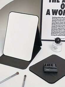 1 件可折叠化妆镜、梳妆台化妆镜、方便存储和节省空间、适用于浴室、学生宿舍、梳妆台、浴室配件情人节、情人节返校宿舍镜子便携式桌面梳妆镜、办公桌立镜、手持化妆镜、可调节桌面镜子、学生宿舍梳妆台镜子、家居装饰、房间设计婚礼、生日礼物 - 黑色 - 查看 6