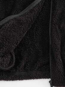 SHEIN Bộ 2 áo khoác hoodie thêu họa tiết thường ngày và quần jogger cho trẻ em/bé trai, thoải mái và đa năng - màu đen - Xem 8