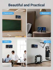 Teckwe Grande horloge murale numérique avec température, calendrier, alarme et veilleuse, grand affichage LED, couleur RVB, horloge pour mur, décoration de chambre, décoration de maison, cadeaux