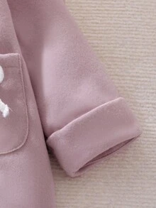 SHEIN Mantel Panjang Bayi Perempuan Motif Bunga dengan Kerah Peter Pan, Kancing Mawar, Pita, dan Saku, Dilengkapi Topi yang Serasi, Manis & Imut, Musim Semi/Gugur Musim Dingin - Berwarna merah muda - View 8