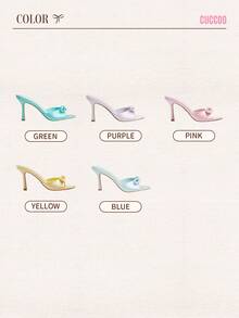 CUCCOO CHICEST Brown PU Women Pointy Toe High Heel Mule Sandals Spring Shoes Spring Break Easter Prom Heels For Christmas - Yellow - View 11