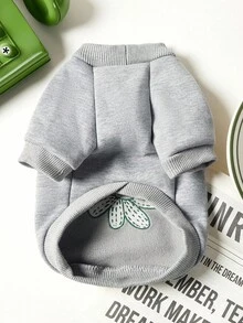 PETSIN 1 Stück universelle Haustierkleidung für Katzen und Hunde, bequemer Pullover für den Frühherbst, lässiges Outfit mit besticktem Rundhalsausschnitt für Herbst und Winter - Grau - Übersicht 7