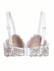 SHEIN 1 件大码女士蕾丝无肩带文胸，带钢圈，时尚，提升 - 彩色 - 查看 3