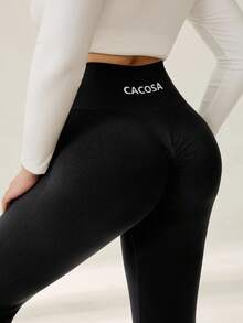 Auralis Mallas deportivas sin costuras de cintura alta para mujer talla grande, pantalones de yoga, pantalones de chándal, pantalones de chándal para mujer, pantalones de chándal para mujer, ropa deportiva de invierno para mujer - Negro - Ver 2