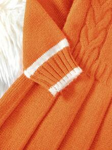 Verträumtes lavendelfarbenes Strickkleid mit Peter-Pan-Kragen für Baby-Mädchen, Strickhandwerk in Kontrastfarbe, süßer und niedlicher Stil, Herbst/Winter, weiches und bezauberndes Outfit für kleine Mädchen, Baby-Set für Herbst/Winter, Strick-Outfits für Baby-Mädchen, orangefarbenes Kleid für Mädchen, orangefarbenes Babykleid, Baby-Mädchenkleidung, Frühling/Herbst