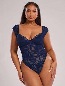 SHEIN BAE Plus Size Women Black Short Sleeve Bodysuit, Sexy Elegant Top, Commute Bodysuit, Party Bodysuit, Young Fashionable Playsuit, Lace Trim Bodysuit, Beach Holiday Casual Bodysuit, Outdoor, Afternoon Tea, Daily Wear, Y2K Style,Beach Women Outfits,Holiday Night Outfits,T Shirt,Work Tops,Rave Festival Outfits,Spring Outfits,Summer Women Clothes, Mother Day,Mother's Day Gift,Mom,Music Festival,Concert,Office Dress,Casual Going Out,Graduation
