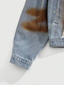 ROMWE MEN Grunge Punk Veste en jean décontractée à manches longues et à simple boutonnage vintage pour hommes, automne - Noir - Voir 5