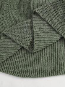 SHEIN 珍珠装饰休闲长袖收腰孕妇毛衣裙 - 墨綠色 - 查看 7