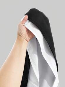 Ontre Robe décontractée 2 en 1 à manches longues avec col contrasté pour préadolescentes - Noir et Blanc - Voir 6