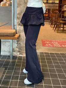 DAZY Pantalones casuales de mujer con dobladillo de volantes para otoño