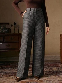 Anewsta Quần âu nữ dáng gập họa tiết sọc lượn sóng cạp cao Urban Chic - Nhiều màu - Xem 5