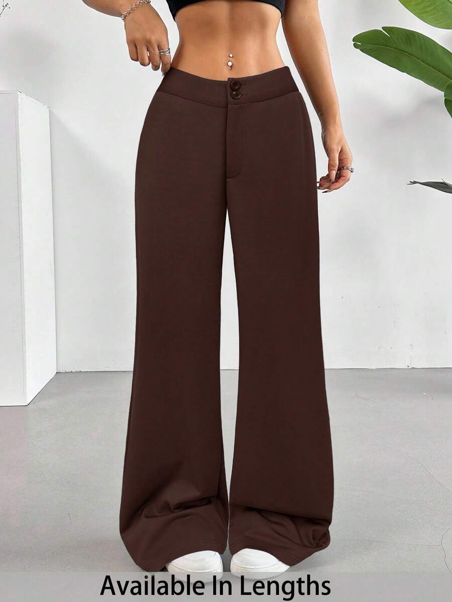 SHEIN Tall CURVE Plus Size Women's Casual Loose Solid Color Wide Leg Pants/Winter